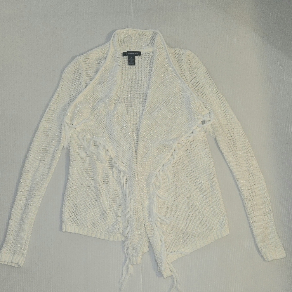 INC International Concepts Whit And Gold Women's Cardigan B3